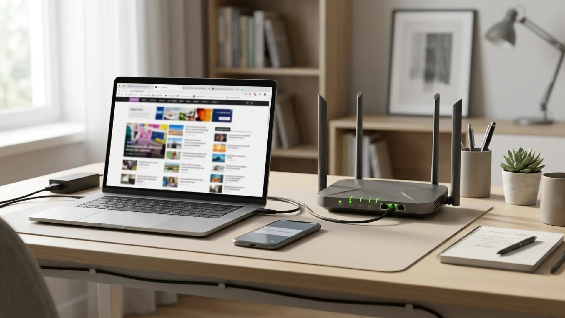 main router providing stable internet to a laptop before access point settings are changed