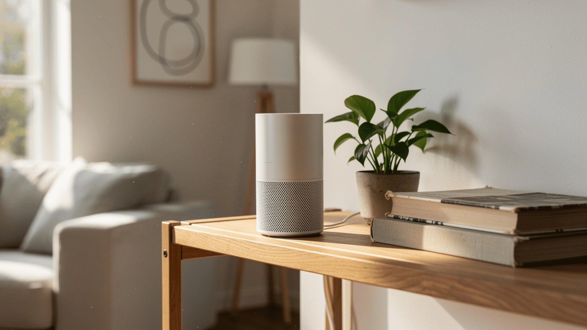 mesh wifi router on a wooden shelf in a bright room (1)