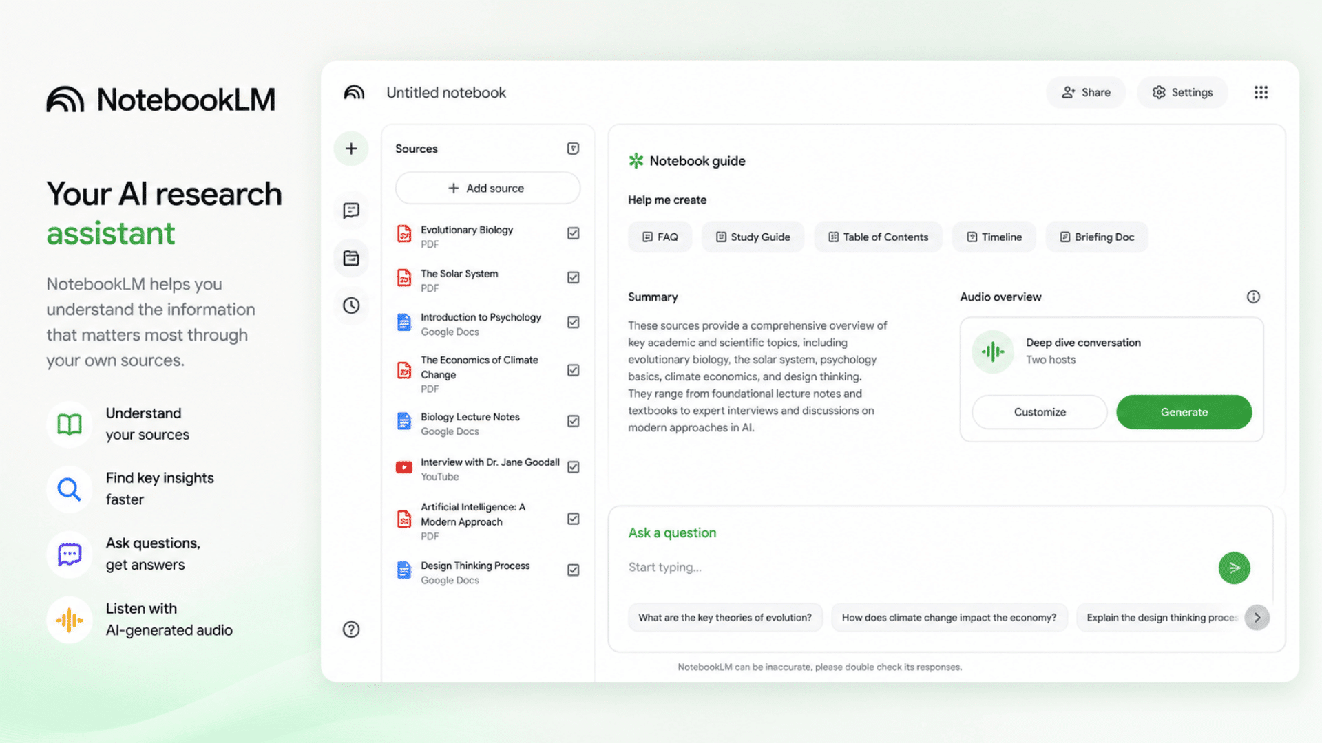 notebooklm workspace with document analysis tools research workflows and source based organization features