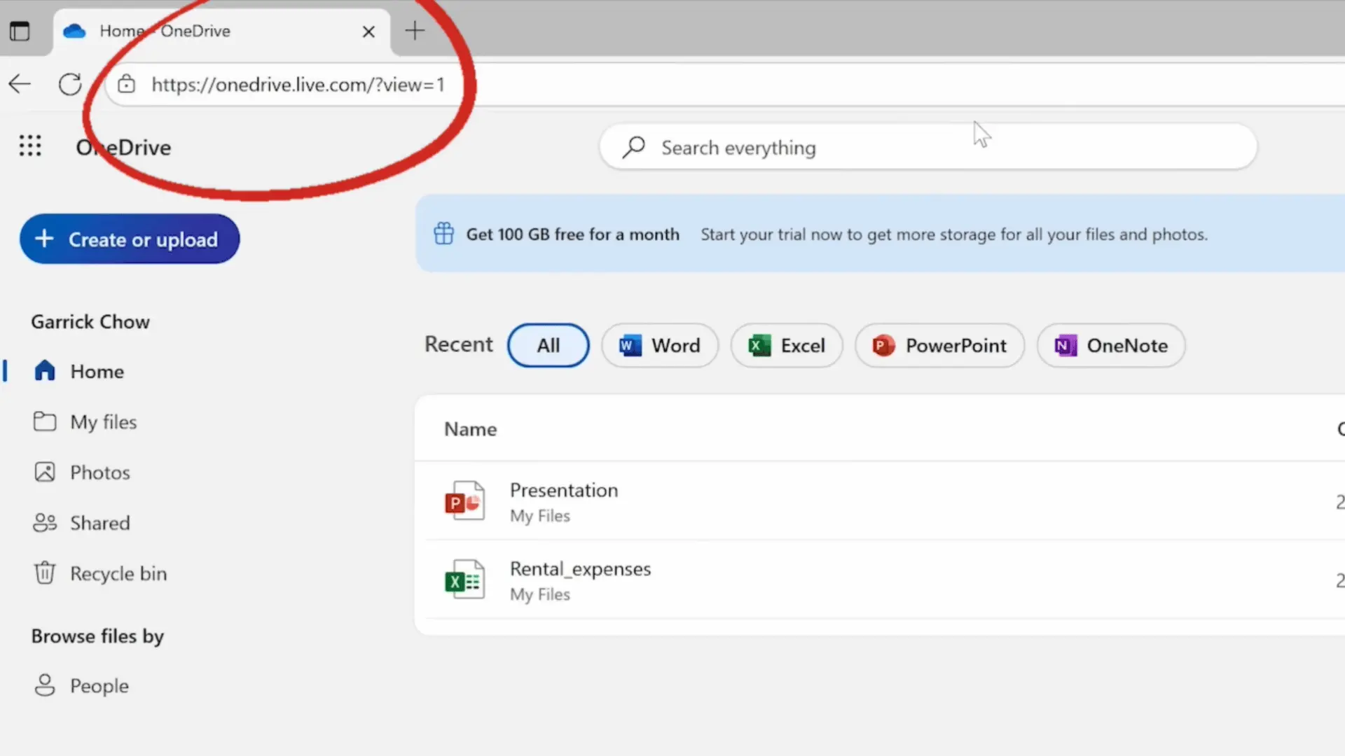 onedrive application open on a computer with the cloud folder ready for setup and file access