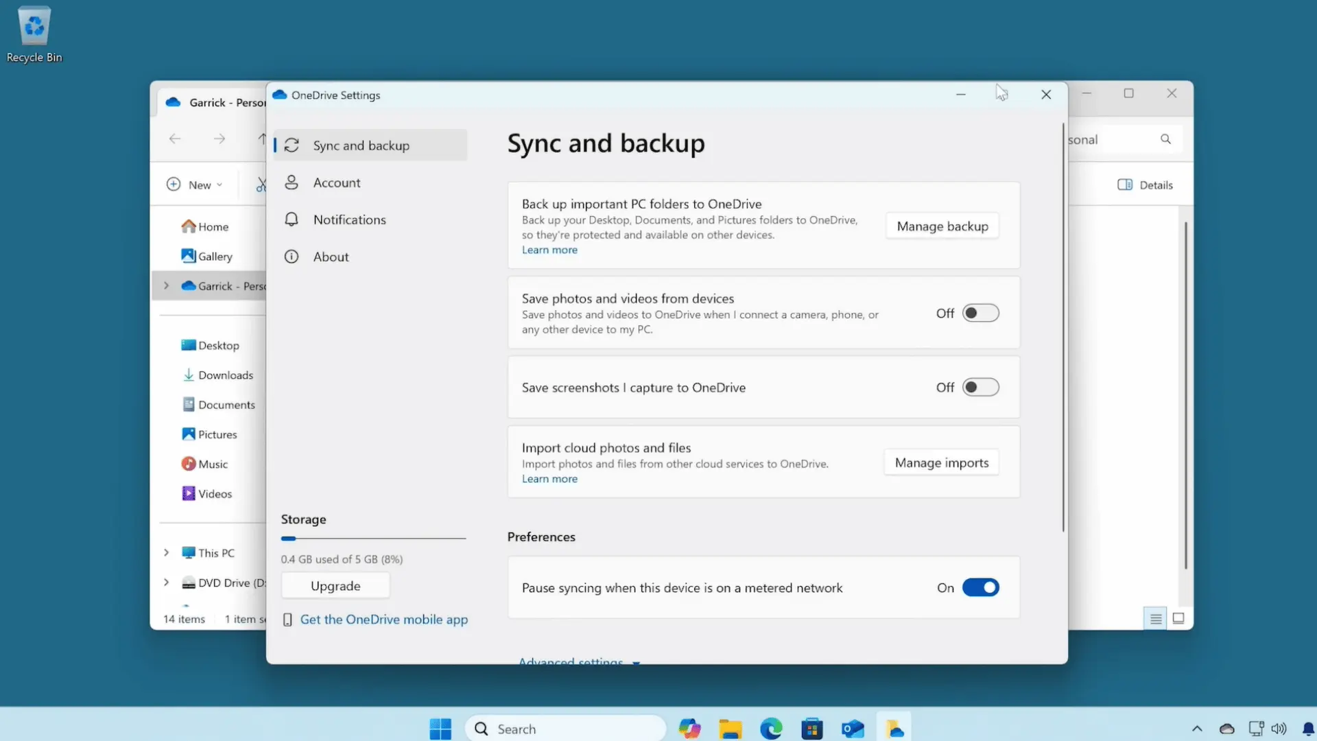 onedrive files showing sync status icons after uploads finish across the connected account
