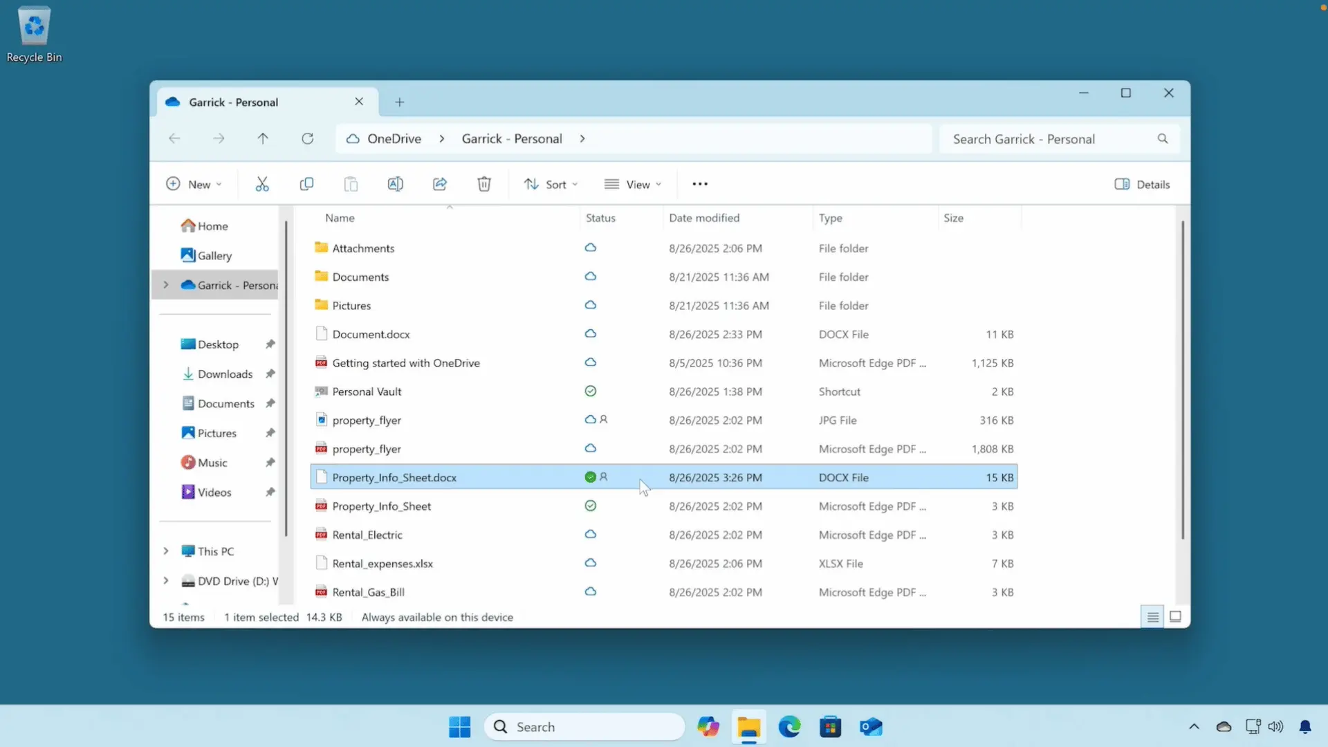 onedrive menu showing options to keep files offline or free up storage space on the device