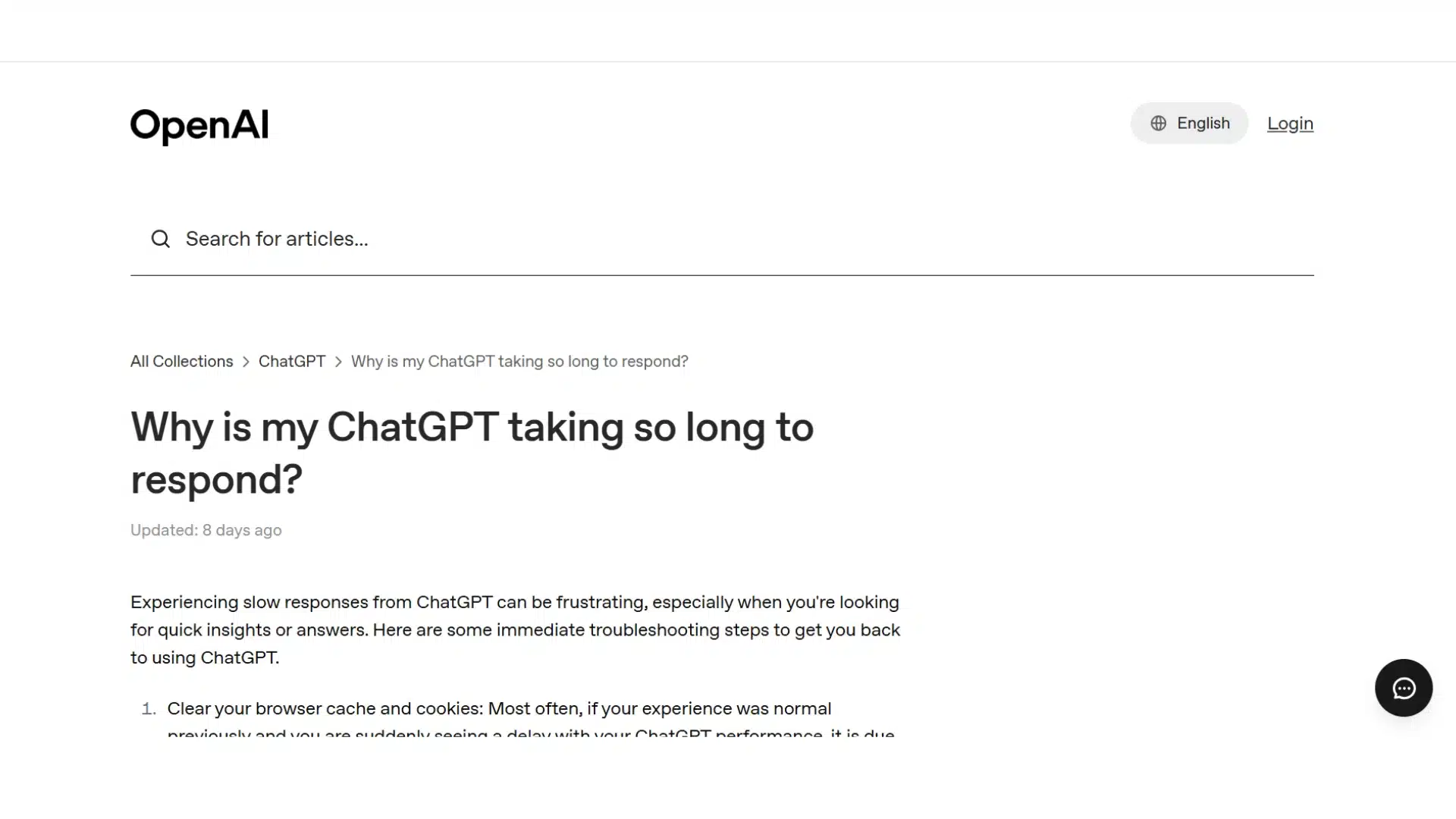 openai help center support article titled why is my chatgpt taking so long to respond