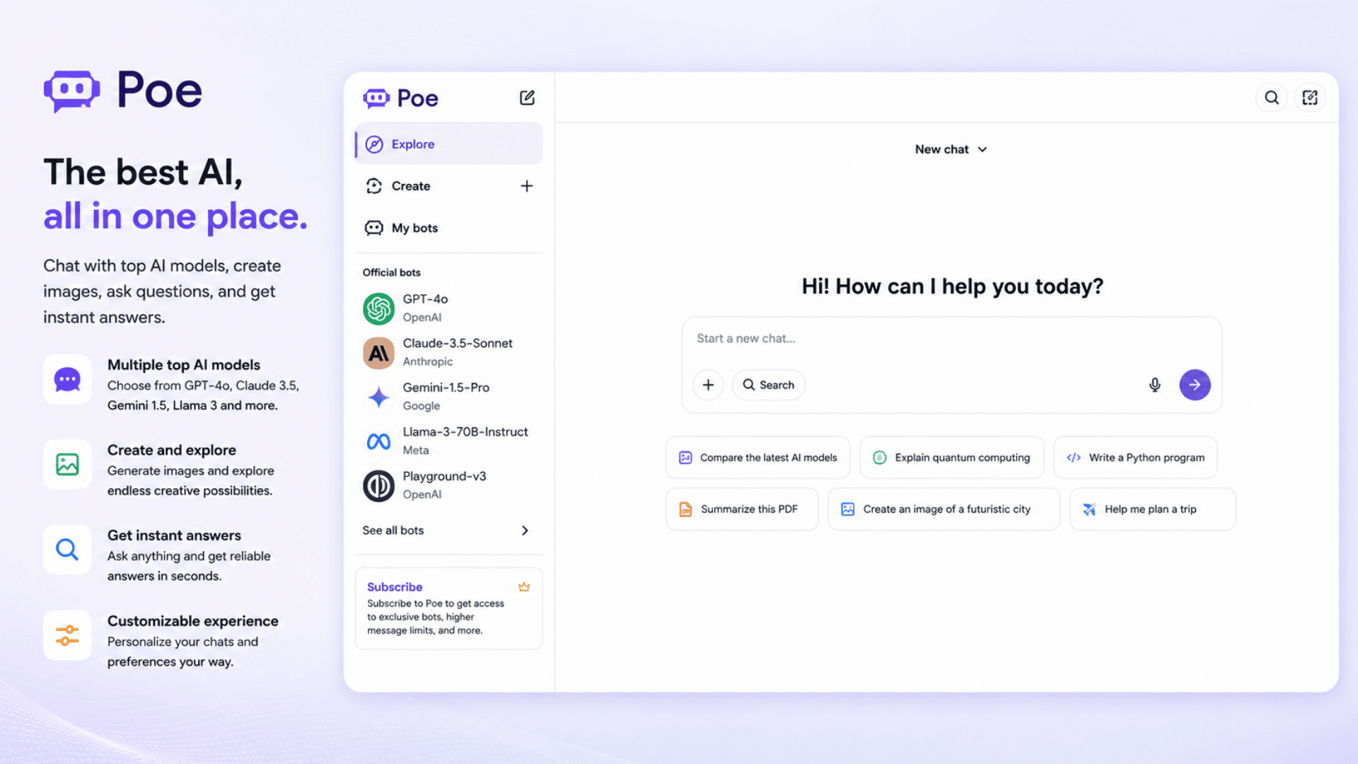 poe interface showing multiple ai models comparison tools and flexible experimentation workflows