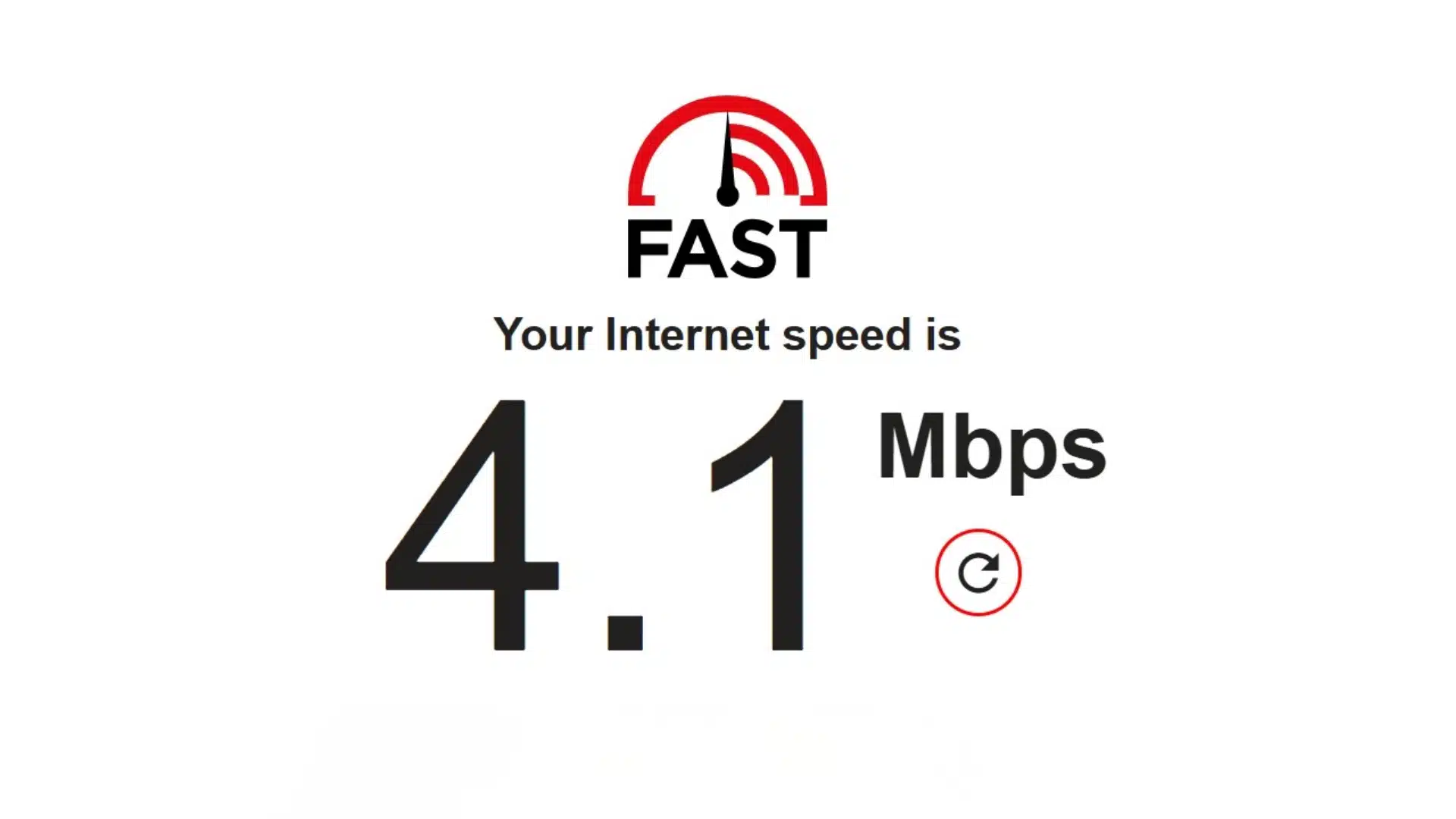screenshot of a fast dot com speed test showing an internet download speed