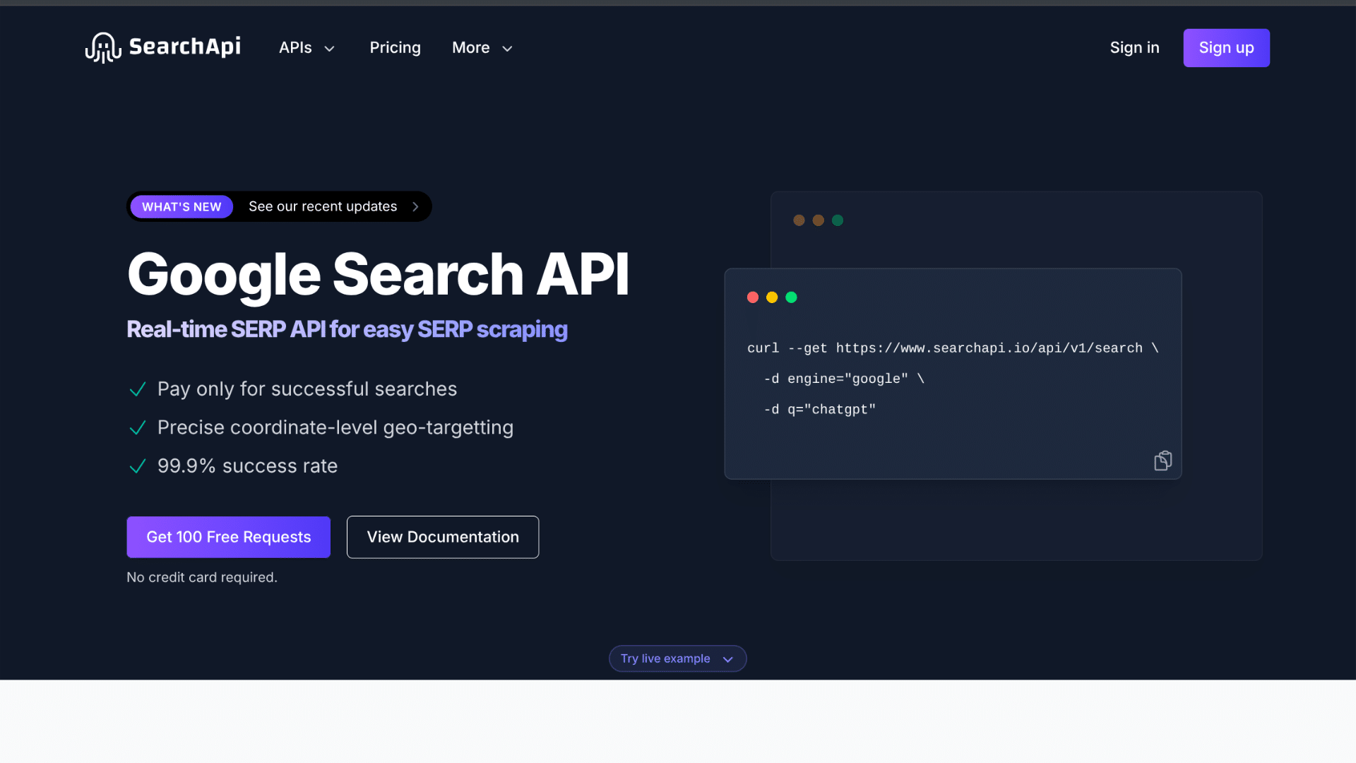 SerpApi dashboard providing real-time search engine results, keyword positions, and SERP monitoring data
