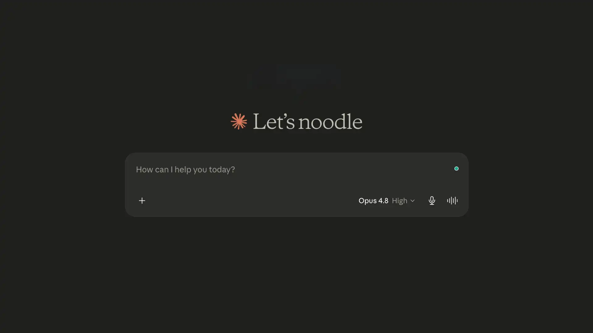 dark claude chat screen showing lets noodle and a prompt box for starting a conversation