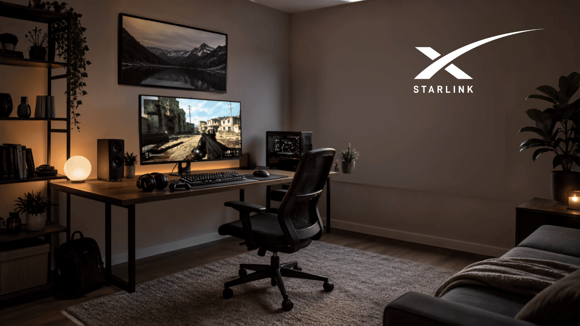 home gaming setup representing real world online gaming performance and connection stability