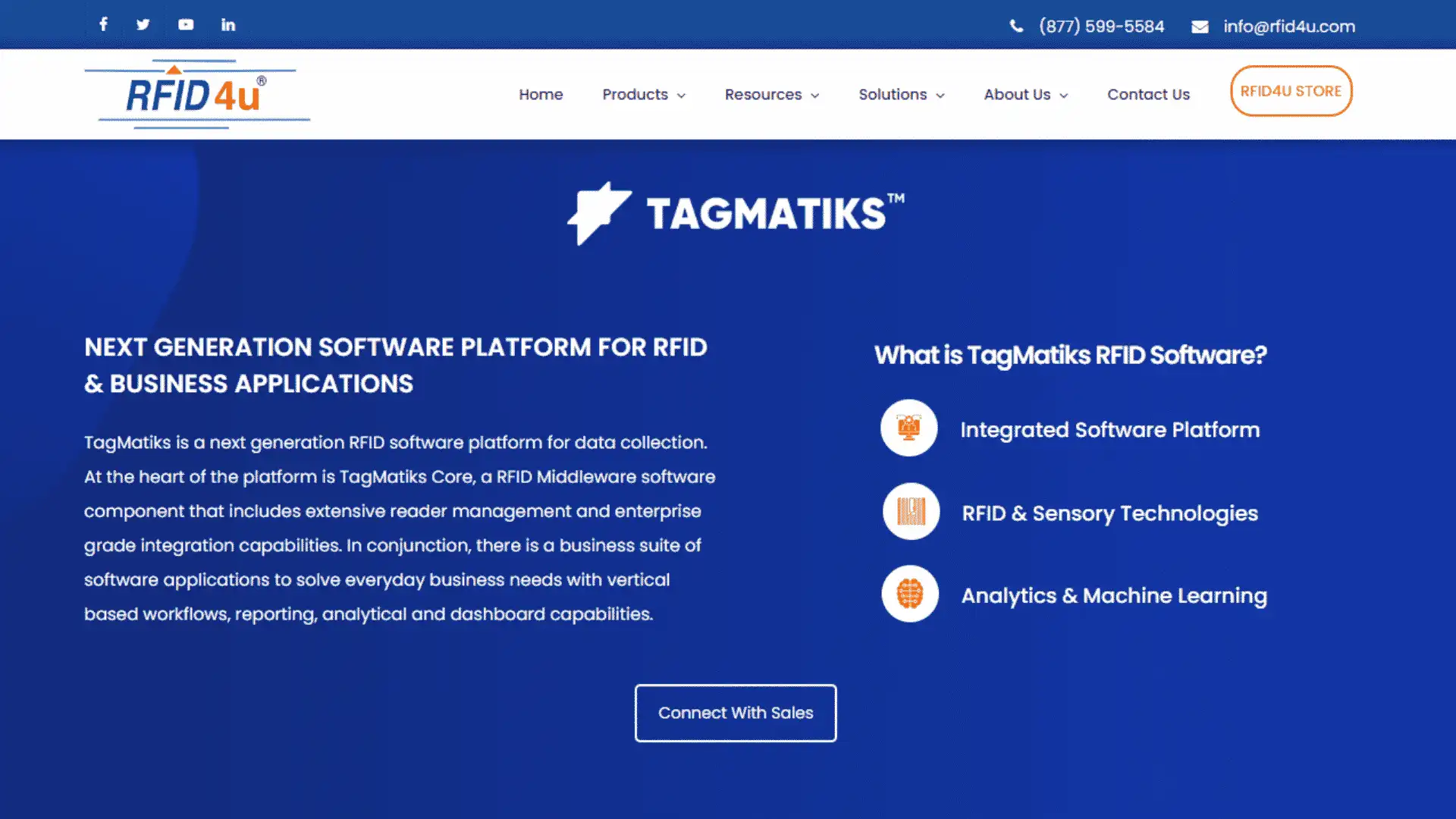tagmatiks rfid software webpage showing platform features analytics and business applications