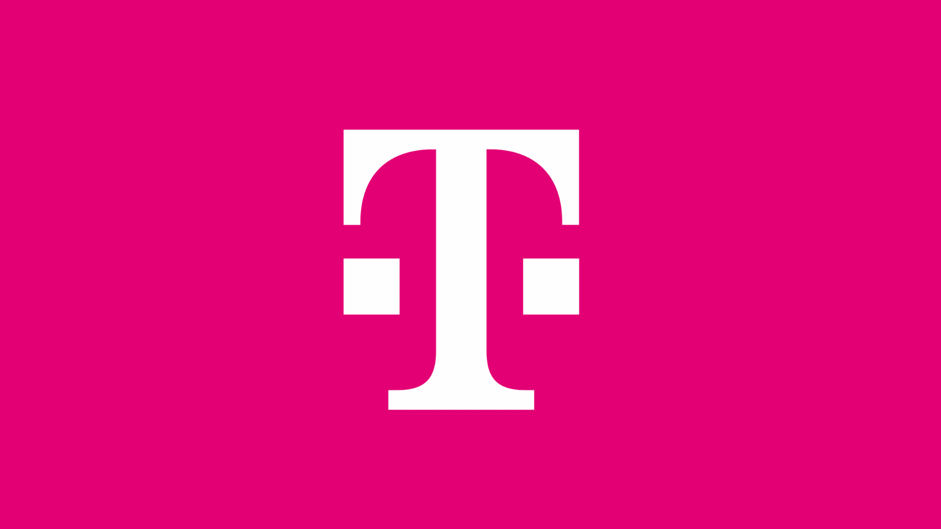 tmobile logo with a large white letter t and two square dots on a bright magenta background (1)