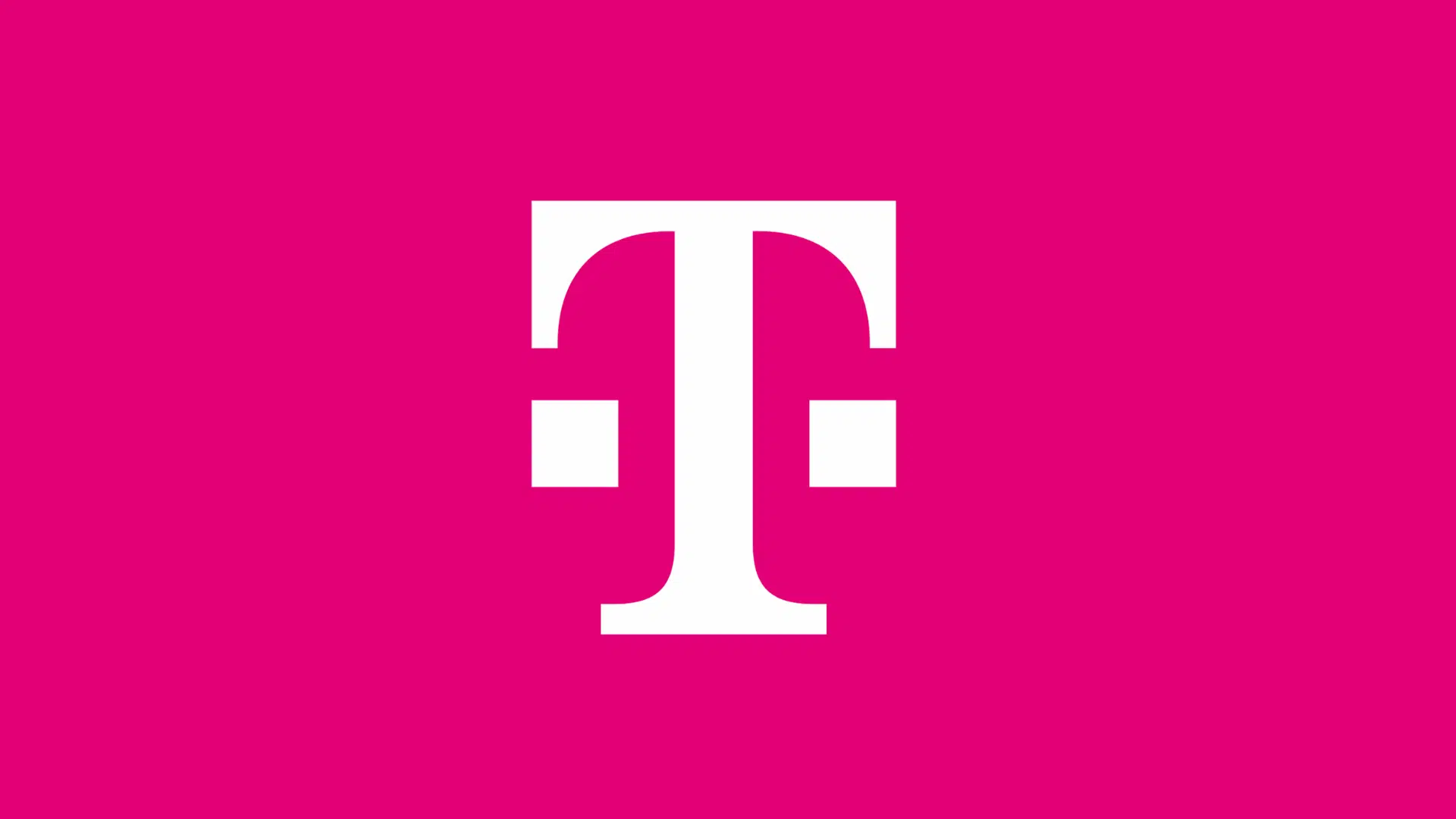 tmobile logo with a large white letter t and two square dots on a bright magenta background (1)