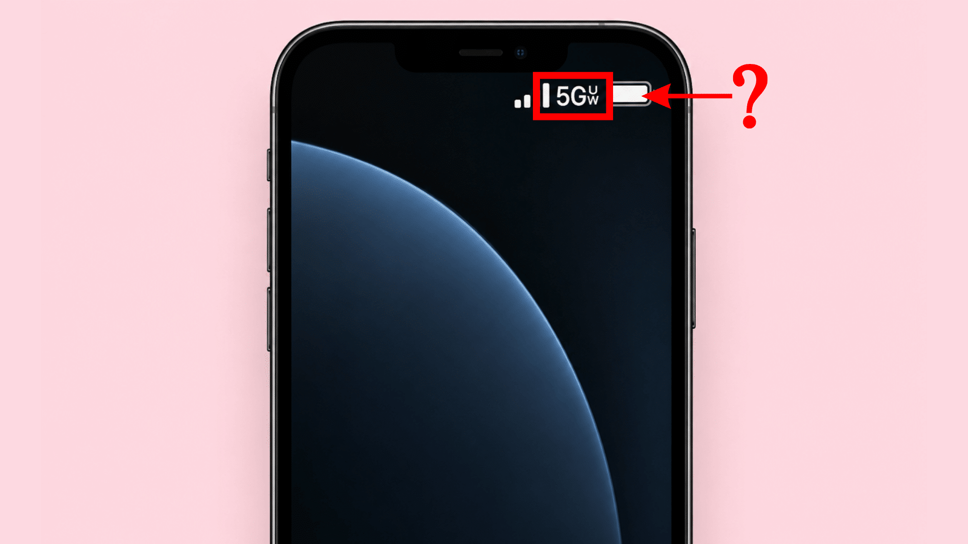 phone status bar showing the 5g uw icon indicating ultra wideband network availability