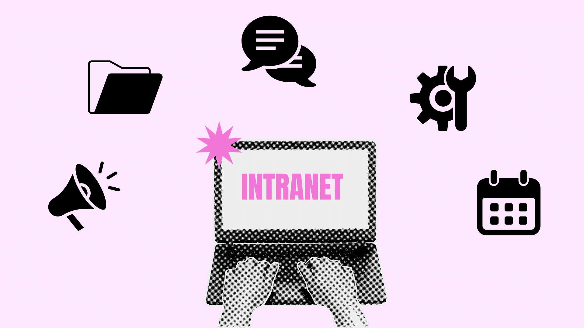 employee using intranet to access company communication document workplace tools and calendar from one central platform