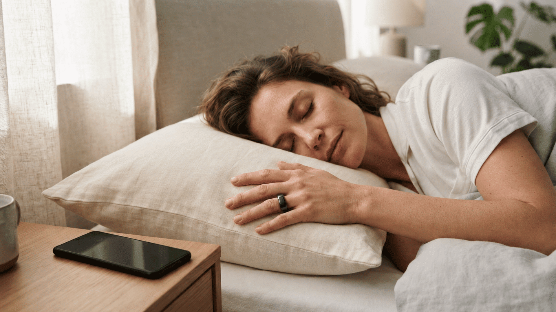 close-up of an oura ring tracking sleep movement stress recovery and daily health patterns