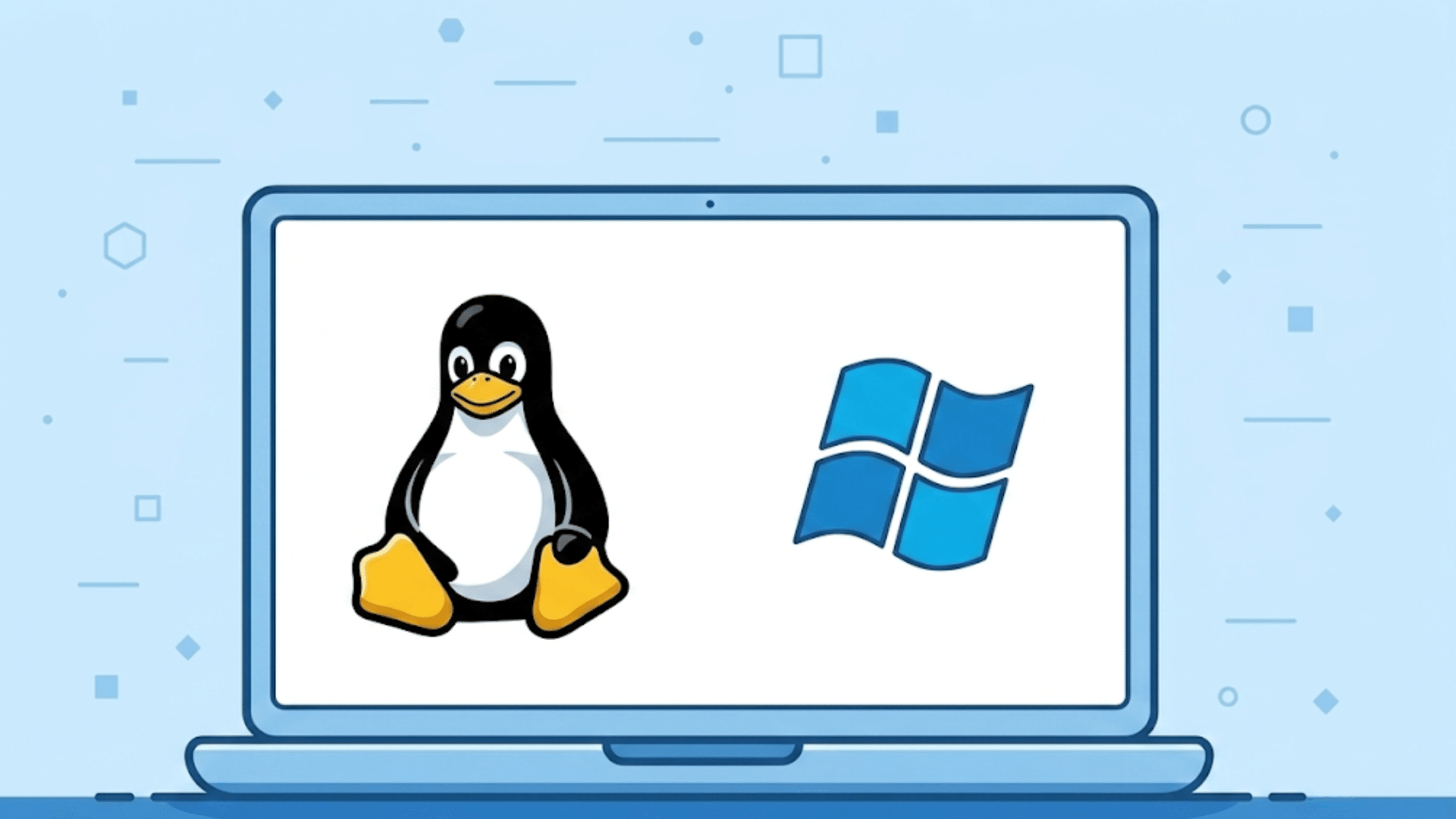 windows 11 logo beside linux tux logo representing a dual boot setup on one computer (1)