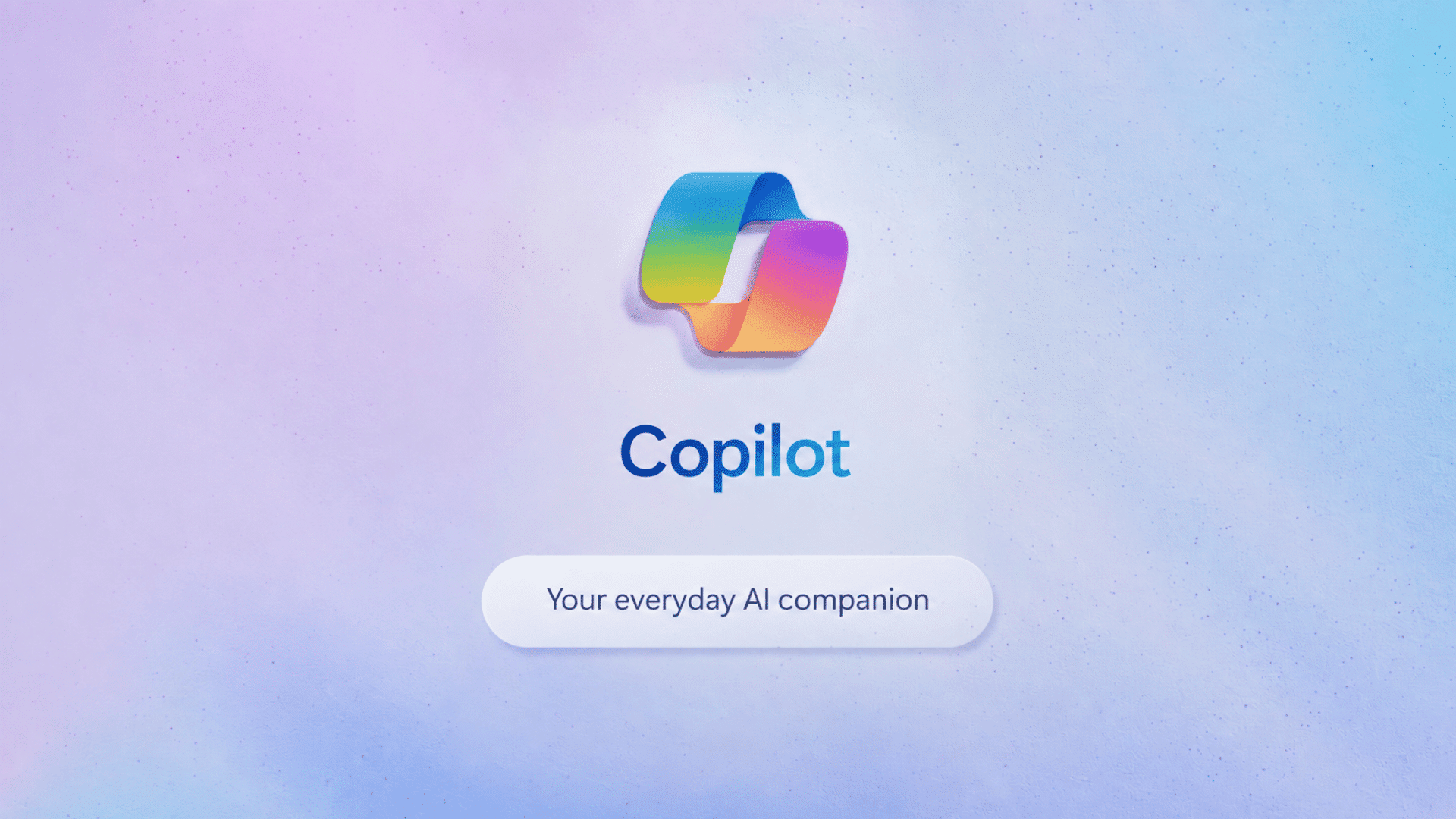 copilot logo with colorful gradient icon and everyday ai companion text on pastel backdrop