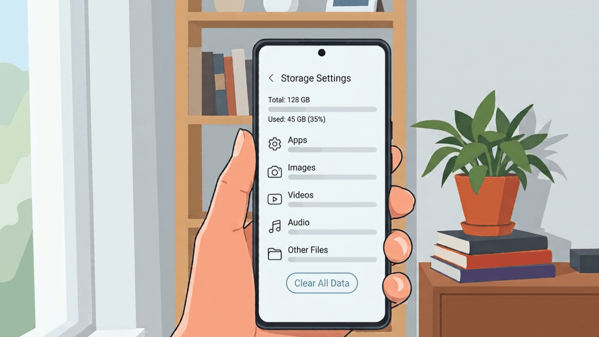 animated phone showing clear data option for carrier hub reset