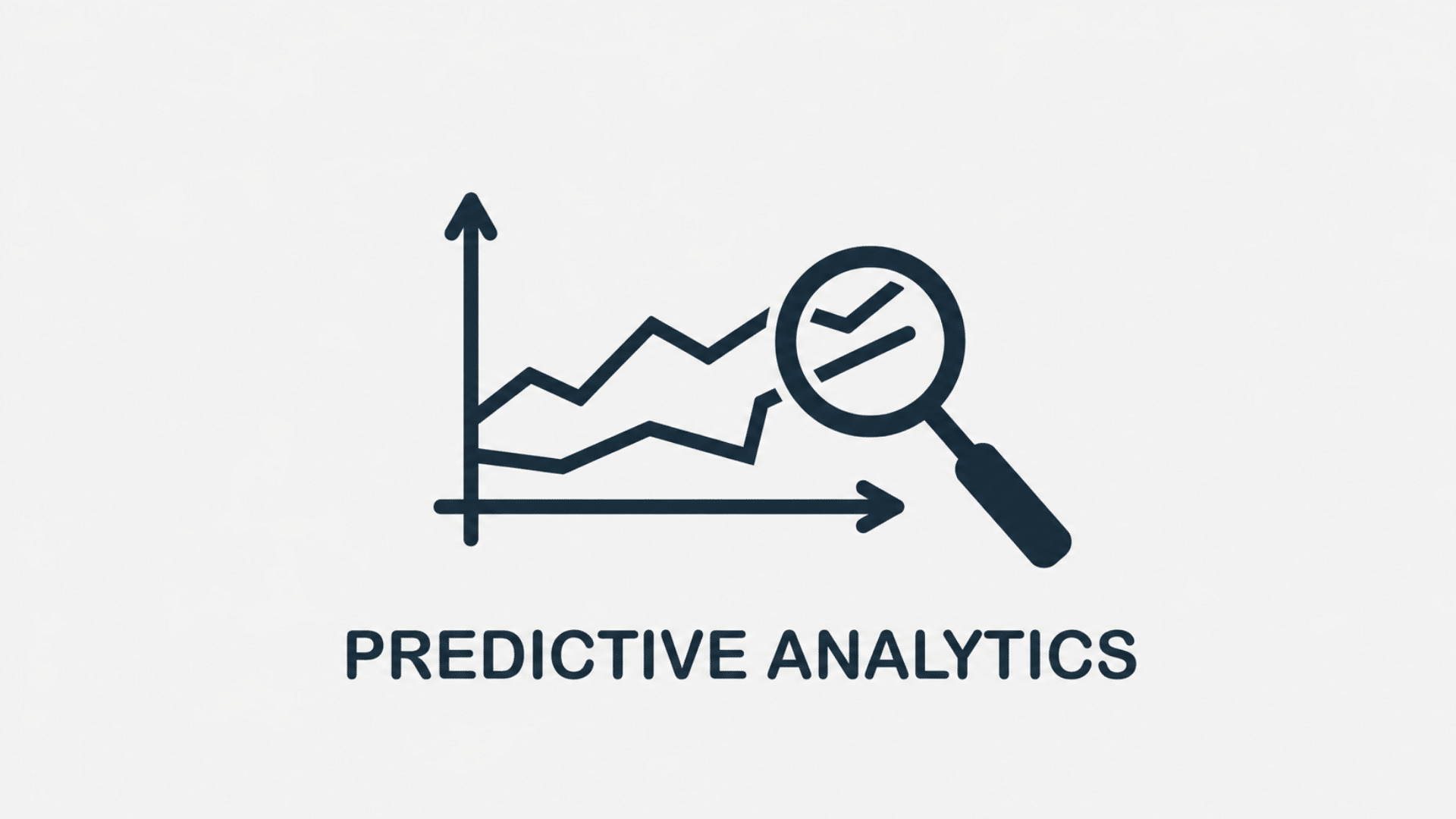 predictive analytics chart with rising data lines and magnifying glass on light background