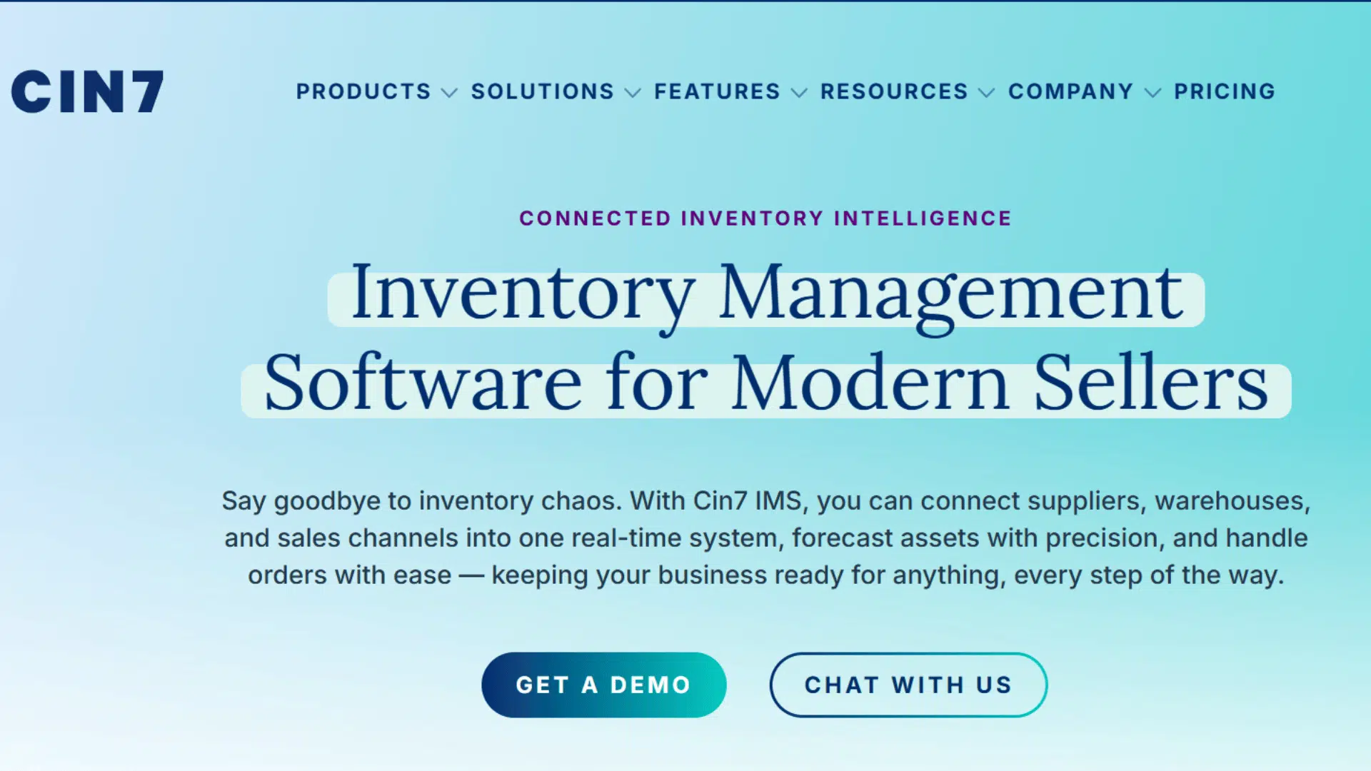 screenshot of website page of cin7