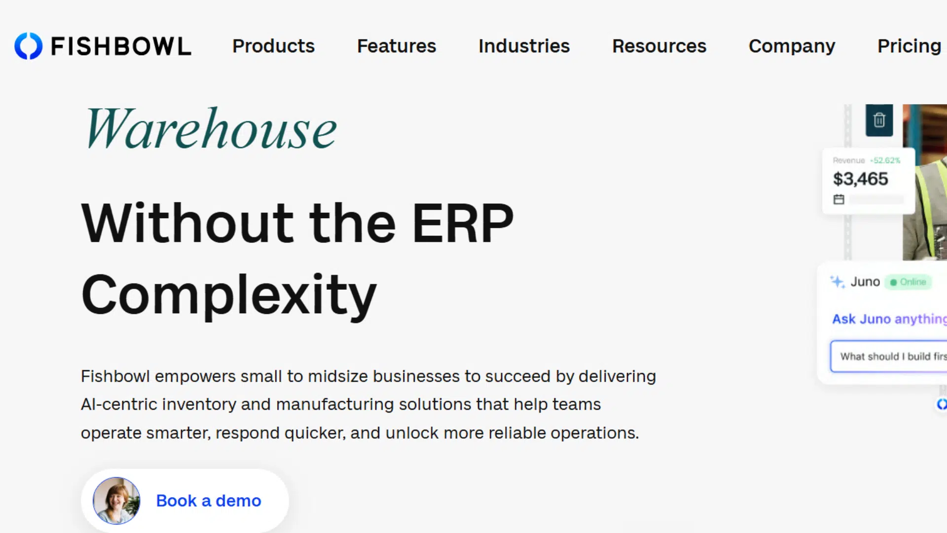 screenshot of website page of fishbowl
