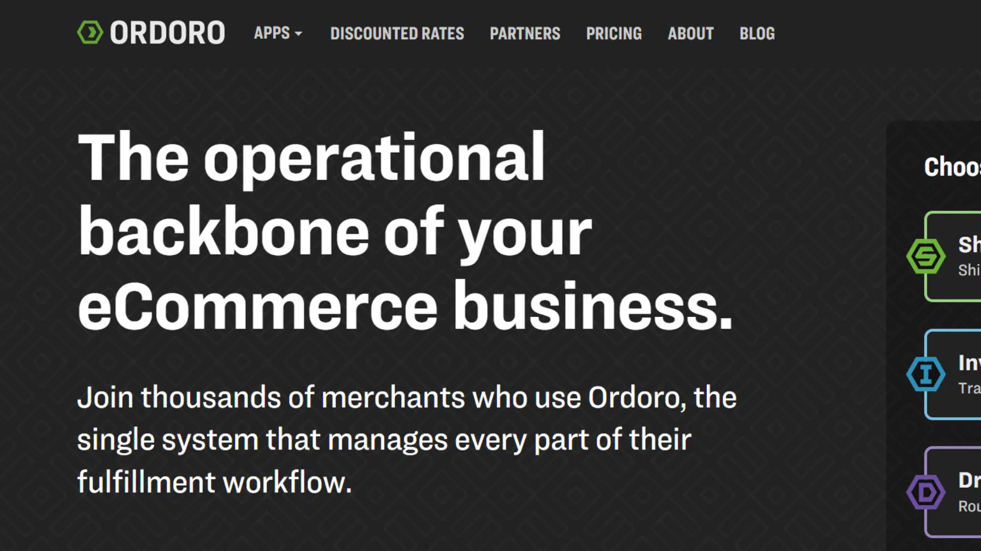 screenshot of website page of ordoro