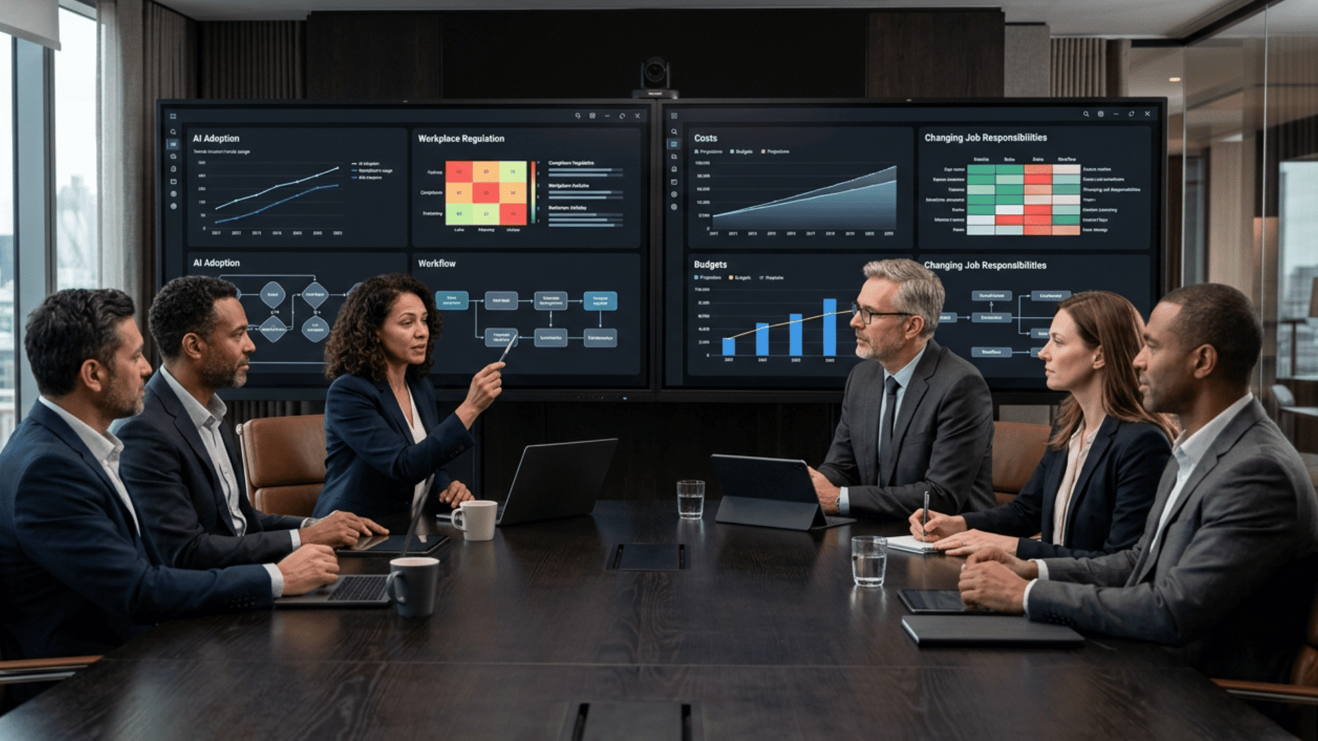 business leaders studying ai adoption regulation costs and changing job duties before 2030